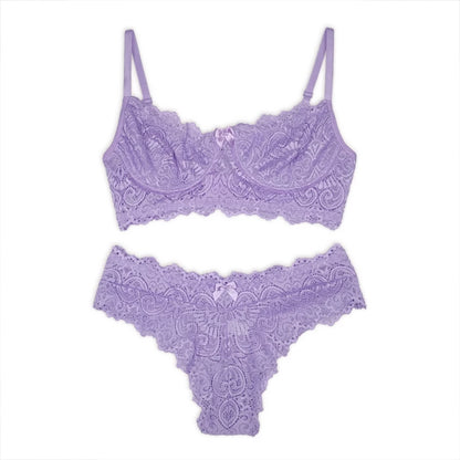 Conjunto Lingerie Renda Sutiã Com Aro Sem Bojo Com Forro Calcinha Com Elástico Mirela