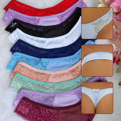 Kit 10 Calcinhas Feminina Fio Dental Duplo Renda Não Marca na Roupa Fitness -  Lominy