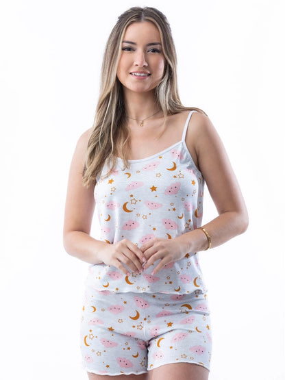 Kit 5 Conjunto Pijama Baby Doll Short Doll Estampado Sem Bojo Original ou Kit 3 Conjunto