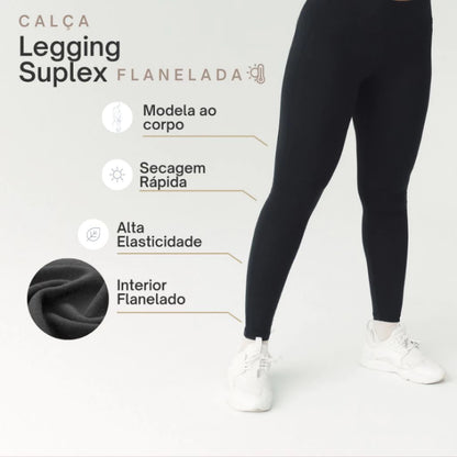 Kit Calça Legging Feminina Flanelada Térmica Cintura Alta com Elástico Zero Transparencia - Lominy